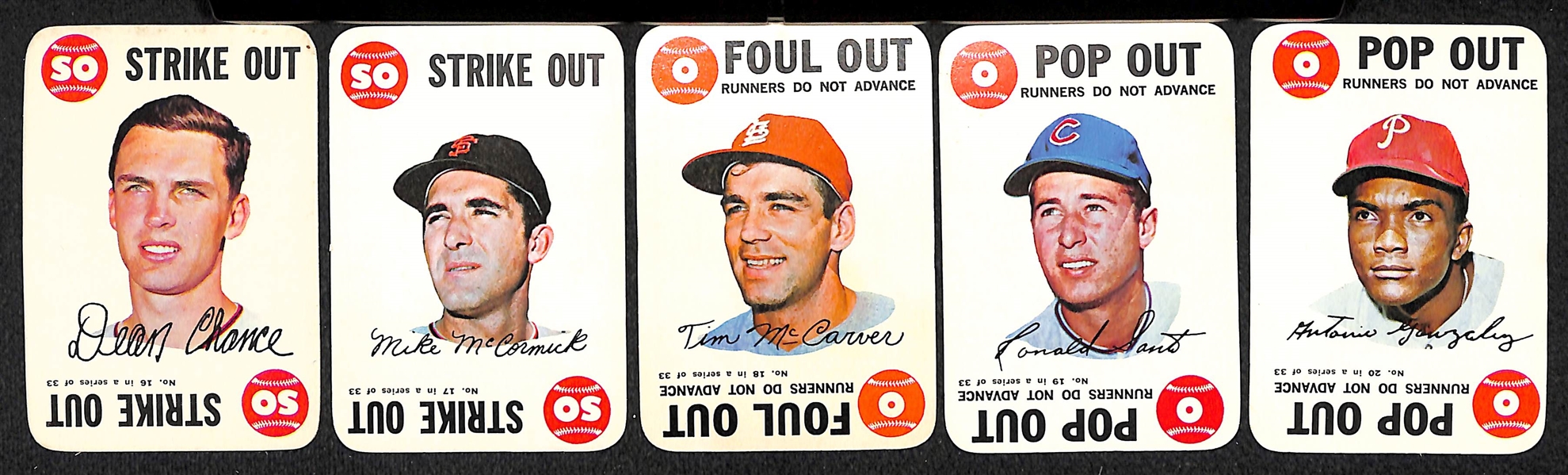 6 - 1968 Topps Game Card Complete Sets of 33 Cards w. Mantle in EX+ to Near Mint Condition